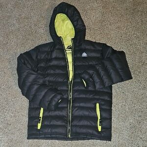 Snozu Kids Puffer Jacket - Black with Yellow Accents
